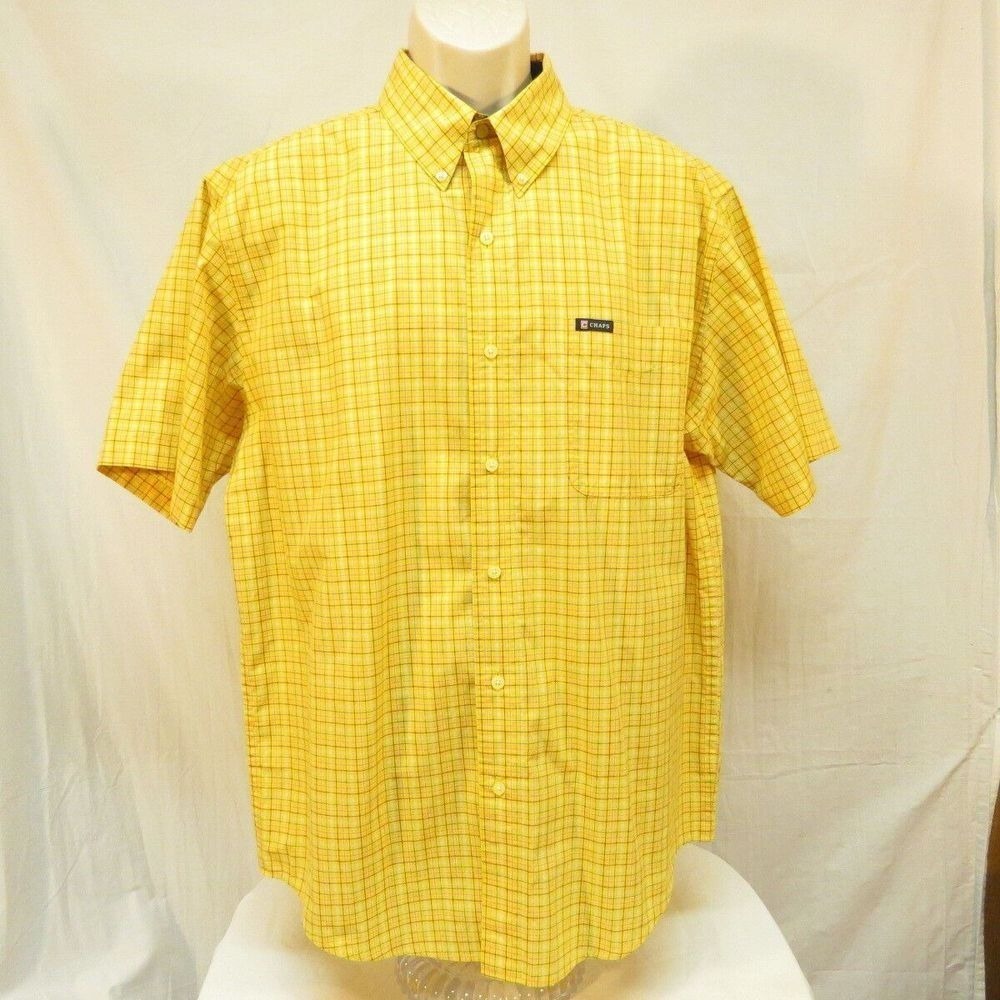 Ralph Lauren Easy Care Shirt Button DownShort Sleeve Casual  Brown Plaid Size L